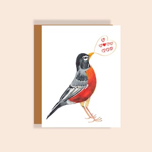 Carte de Saint-Valentin | Carte de tweets d'amour de merle d'Amérique | Amour et amitié Carte de voeux