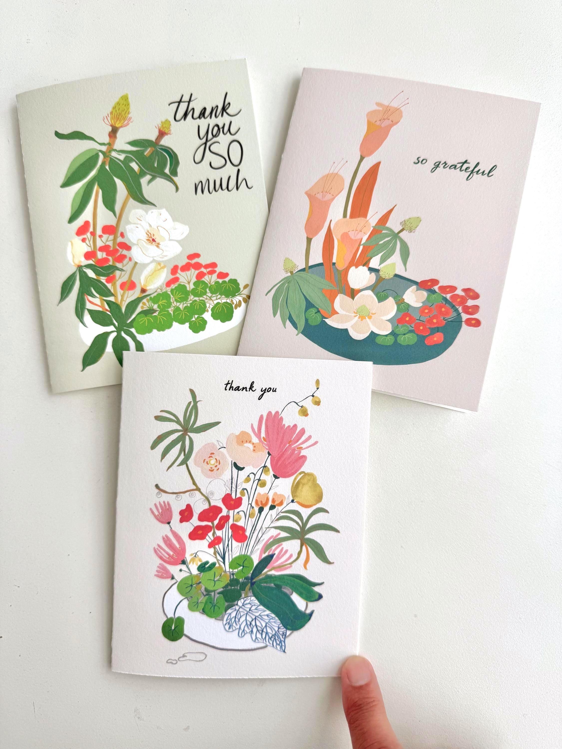 Floral Bouquet Thank You Card: Flowers in a Vase Card - Etsy