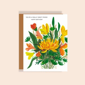 Vous êtes un ami vraiment adorable | Carte de voeux joyeux anniversaire Fleurs dans un vase
