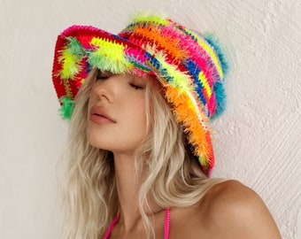 Crochet bucket hat, Handmade Crochet Colourful Hat, Summer Knit Accessories