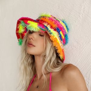 Crochet bucket hat, Handmade Crochet Colourful Hat, Summer Knit Accessories
