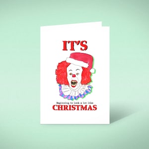 Pennywise IT Cartão de Natal Horror Stephen King Retro 80s Clown Movie Todos nós flutuamos assustador saudação arte presente Tim Curry Engraçado Losers Club