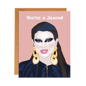 Biglietto divertente / Julia Fox / Gemme non tagliate / Biglietto di compleanno per un amico / Cultura pop / Meme / Tik Tok /Illustrazione / Festa della mamma