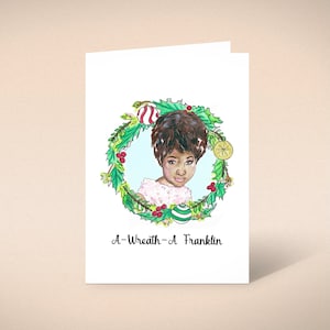 Aretha Franklin Kerstkaart Retro 60s 70s Queen of Soul Music Black Girl Magic Art Respect Celebrity Cute Gift Gifts Groet Krans
