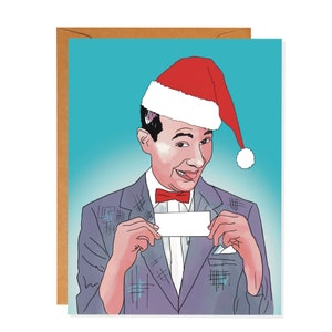 Carte de Noël Herman pee-wee | Carte drôle | Maisonnette Pee Wees | Culture populaire