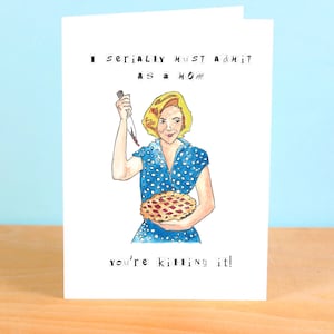 Serial Mom Mothers Day Card John Waters Wenskaart Grappige Humor Kitsch Cult Classic Kathleen Turner illustratie jaren 90 Mother Mom Horror afbeelding 1