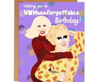 Grappige verjaardagskaart | UNHhhh | Trixie & Katja Rupaul | Dragrace | Dragqueen | Popcultuur | Homo | LGBTQ | Trixie Mattel | BFF-cadeau