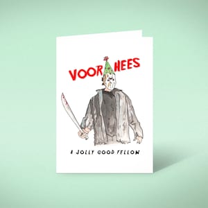 Jason Voorhees Tarjeta de cumpleaños Viernes 13 Película de terror Fan Slasher Camp Crystal Lake 80s 90s Halloween Hockey Mask Art Blood Greeting Gift