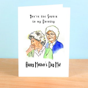 Carte de voeux fête des mères filles dorées Shady Pines cadeau fête des mères des années 80 Illustration rétro carte drôle Humour Bea Arthur maman Miami mère