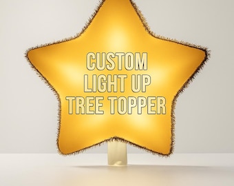 Custom Photo Light-Up Star Tree Topper – Personalized Christmas Memorial Ornament for Pets & Family – Unique Holiday Gift