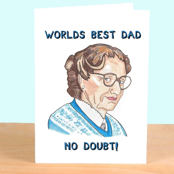 Mrs Doubtfire Fathers Day Card Robin Williams Euphegenia 90s Nineties Funny Father Dad Gift Pop Culture Retro Greeting Card Cute