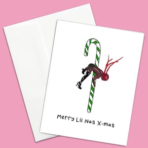 Lil Nas X Tarjeta de Navidad Montero Llámame por tu nombre Industria Negro Queer Hip Hop Arte gay Lgbtq Celebridad Cultura pop Regalo Lindo Divertido