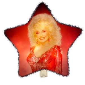 Dolly Parton Christmas Tree Topper: Light Up Star Photo Ornament