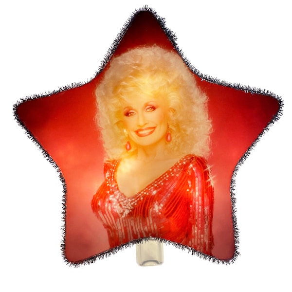 Dolly Parton Christmas Tree Topper: Light Up Star Photo Ornament