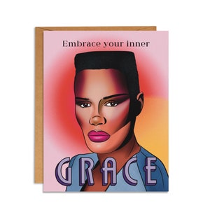 Carte Grace Jones | Culture populaire | années 70 | années 80 | Icône noire | LGBT | Célébrité