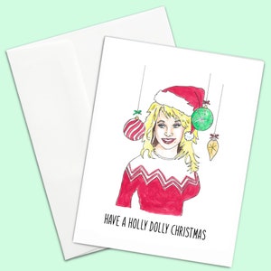 Dolly Parton Christmas Card Country Music Icon Funny Humour Gift Love Illustration Art BFF Friend Family Cute Gay LGBT Greeting Pop Culture