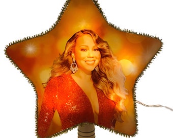 Mariah Carey Christmas Tree Topper Light Star Photo Decoration Custom Ornament Lights Unique Gift All I Want For Bauble Pop Culture Music