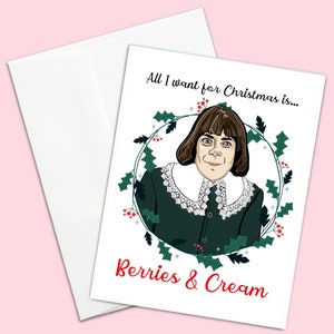 Baies et crème petit garçon carte de Noël Dance Meme Tik Tok mignon drôle humour salutation blague adolescent britannique Tiktok