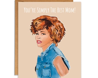 Funny Mothers Day Card For Mom | Tina Turner | Pop Culture | Illustration | Music | 80s | Celebrity