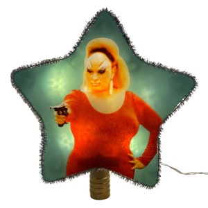 Divine Christmas Tree Topper John Waters Pink Flamingos Babs Johnson Light Star Photo Decoration Custom Ornament Retro Lights Unique Gift