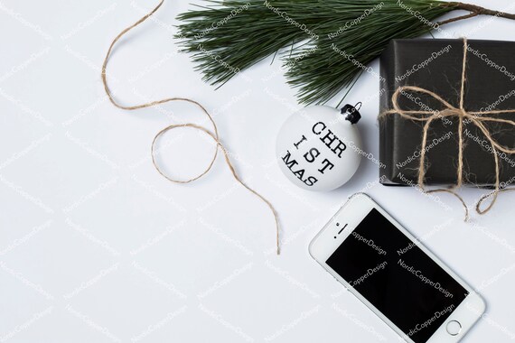 Small Shop Christmas Flat Lay  Minimal Scandinavian Christmas  Iphone