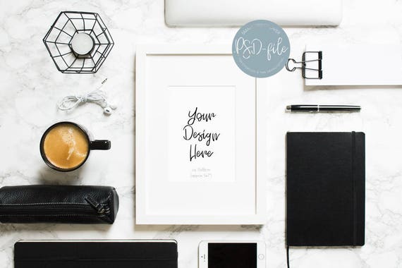 Frame Mockup A4 White Frame Office Flatlay Styled Desk Frame Mockup A4 White Frame Office Flatlay Styled Desk