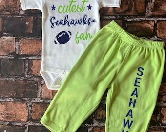 Tenue bébé garçon Seahawks, body Seahawk, tenue Seahawks pour bébé garçon, tenue de football, fête du hayon, cadeau de baby shower, vêtements pour garçons