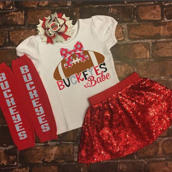 Buckeyes Girl, baby fan gear, Ohio State buckeyes, baby girl clothes, OSU football, girls football outfit, buckeye football,