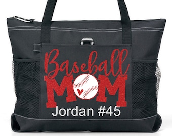 Baseball Mom Tote, Baseball Mom Gift, Custom Baseball Mom Tote, Personalized Baseball Mom Bag, Baseball Mom