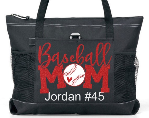 Baseball Mom Tote, Baseball Mom Gift, Custom Baseball Mom Tote, Personalized Baseball Mom Bag, Baseball Mom