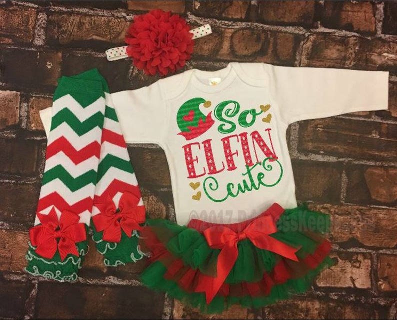 newborn Christmas outfit holiday infant outfit So Elfin Cute Baby Christmas Outfit