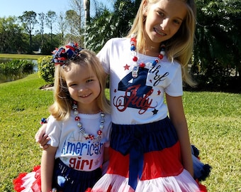 Patriotic Outfit, 4th of July Outfit, Memorial Day Outfit, Fourth of July dress, Pettiskirt Outfit