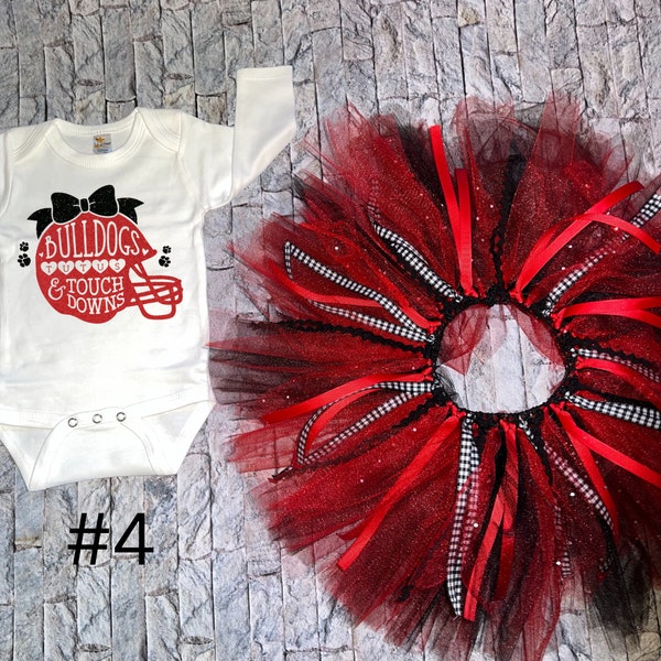 Baby Girls BULLDOGS football outfit, Bulldogs baby girl gift , dawgs football, college spirit wear, baby shower gift,