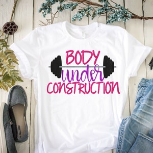 Cuerpo en construcción, camiseta de entrenamiento para niñas, ropa de entrenamiento, camiseta de tirantes para gimnasio, camiseta de entrenamiento, camiseta de gimnasio para niñas, camiseta de tirantes para entrenamiento para mujeres imagen 2