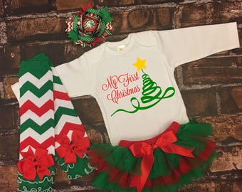 Christmas Tutu Outfit | Christmas Outfit Baby Girl | 1st Christmas Outfit Girl | Baby Girl Christmas Shirt | Personalized 1st Christmas