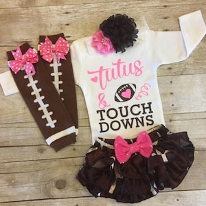 Tutus and Touchdowns, Baby Girl Football Outfit, Football Baby Outfit, football bodysuit