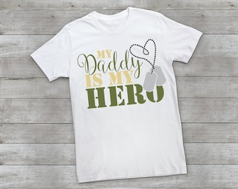 My Daddy is my Hero, Military kid shirt, army outfit, newborn bodysuit, newborn army outfit, baby shower gift, military gift idea