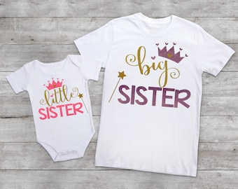 Big Sister little Sister Outfits, little sister big sister,little sister big sister shirts, Baby Shower Gift, Free name personalization