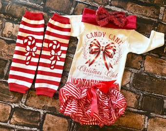 Weihnachten Baby Mädchen Outfit, Neugeborenen Mädchen Coming Home Outfit Weihnachten, Candy Cane Weihnachtsverein, Baby-Mädchen Kleidung Winter