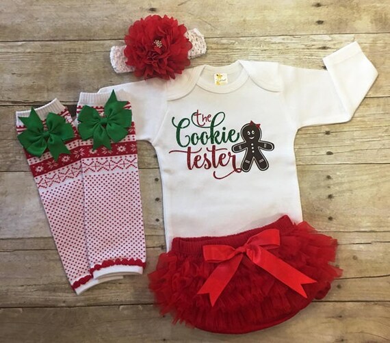 Newborn Christmas Outfit, Baby Girls Christmas Outfit, Cookie Tester, Baby Santa Outfit, Baby Girls Outfit, Baby Christmas Outfit, Baby Gift