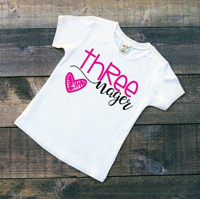Threenager T-Shirt Top 3rd Birthday T-Shirt  Girls Third Birthday outfit