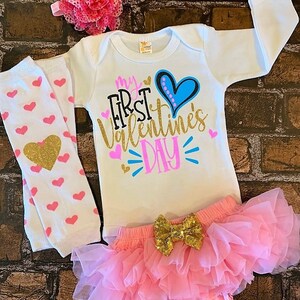 First Valentines baby girl outfit, Baby Girl 1st Valentines Day Outfit, Personalized Bodysuit, Valentines Day Outfit