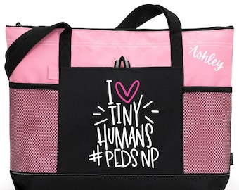 Personalized Pediatric Canvas Tote Bag: I Love Tiny Humans