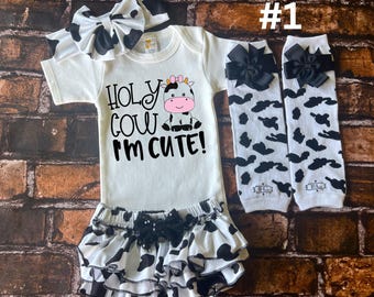 Baby Cow Outfit, Girl Cow Print Outfit, Cow baby outfit, Cow baby clothes, cute baby gifts