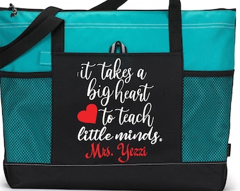 Personalized Teacher Tote Bag: Zippered Polyester Gift