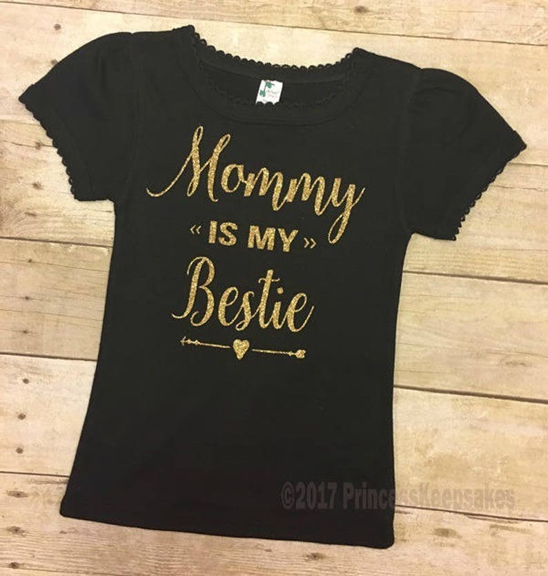 black icing pants black and gold outfit mommy and me shirts Mommy is My Bestie tee
