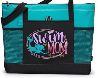 Swim Mom Tote, Swim Mom Gift, Custom Swim Mom Tote, Personalized Swim Mom Bag, Swim Mom