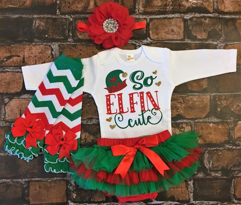 newborn Christmas outfit holiday infant outfit So Elfin Cute Baby Christmas Outfit