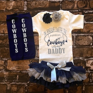 Cowboys baby girl daddy outfit, On Sundays I watch the cowboys with my daddy, Cowboys baby, baby shower gift, new baby gift