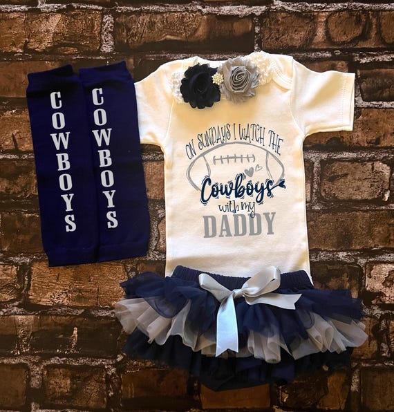 Cowboys Baby Girl Daddy Outfit on Sundays I Watch the Cowboys With My Daddy Cowboys Baby Baby Shower Gift New Baby Gift Etsy